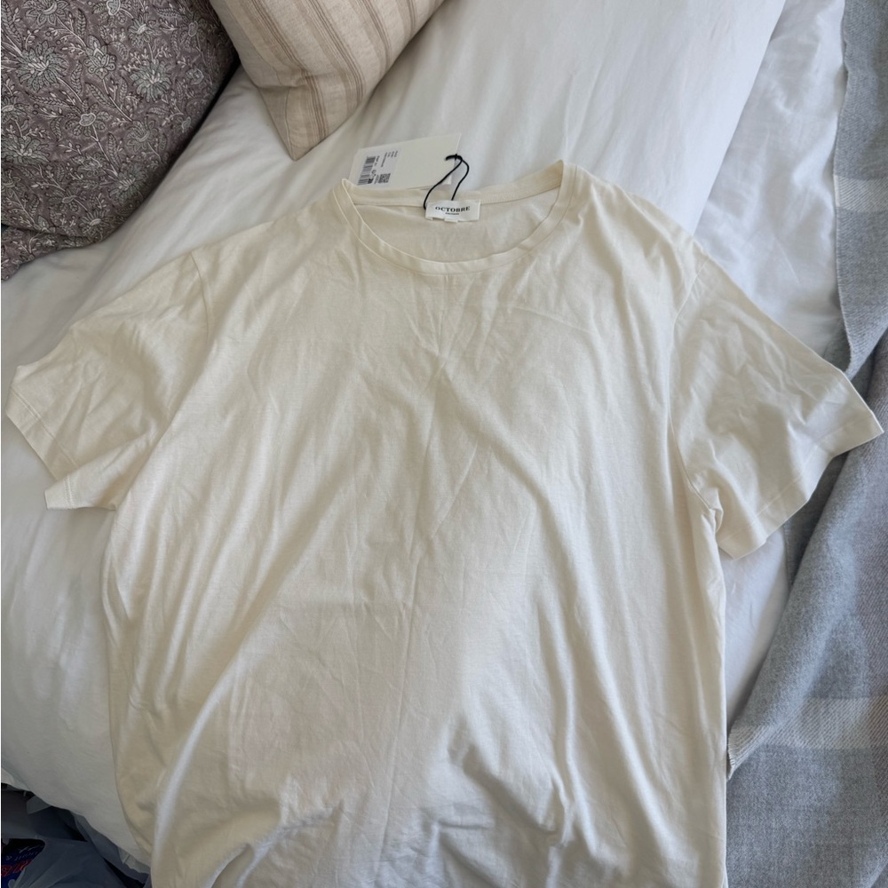 Sezane Off-White Short Sleeve Tee